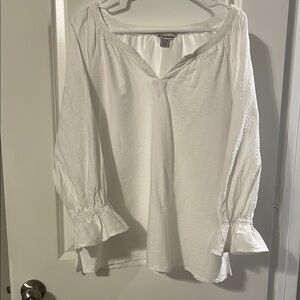 Tommy Bahama White Blouse with Ruffled Sleeves